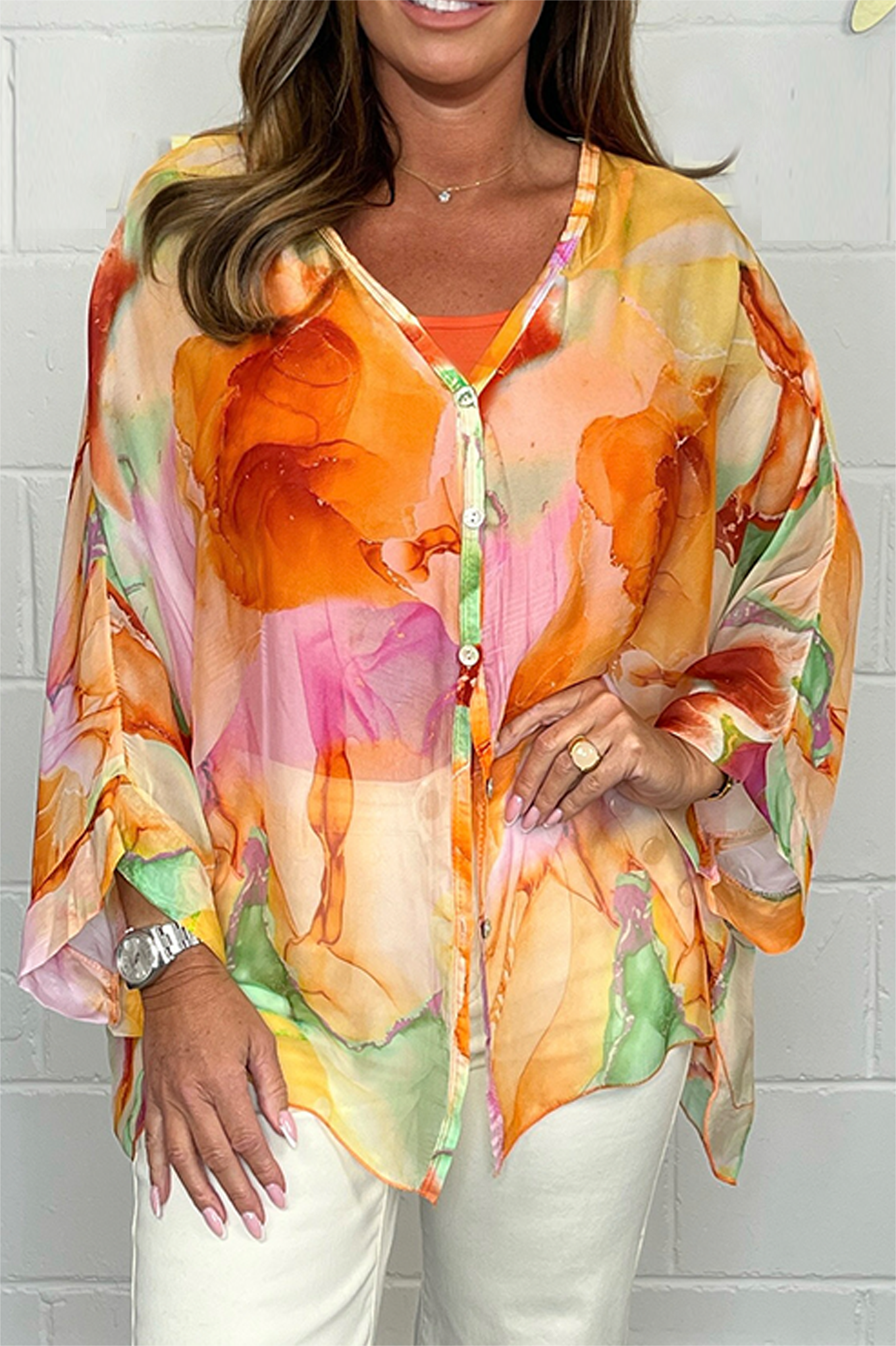 Printed Silk Chiffon Shirt
