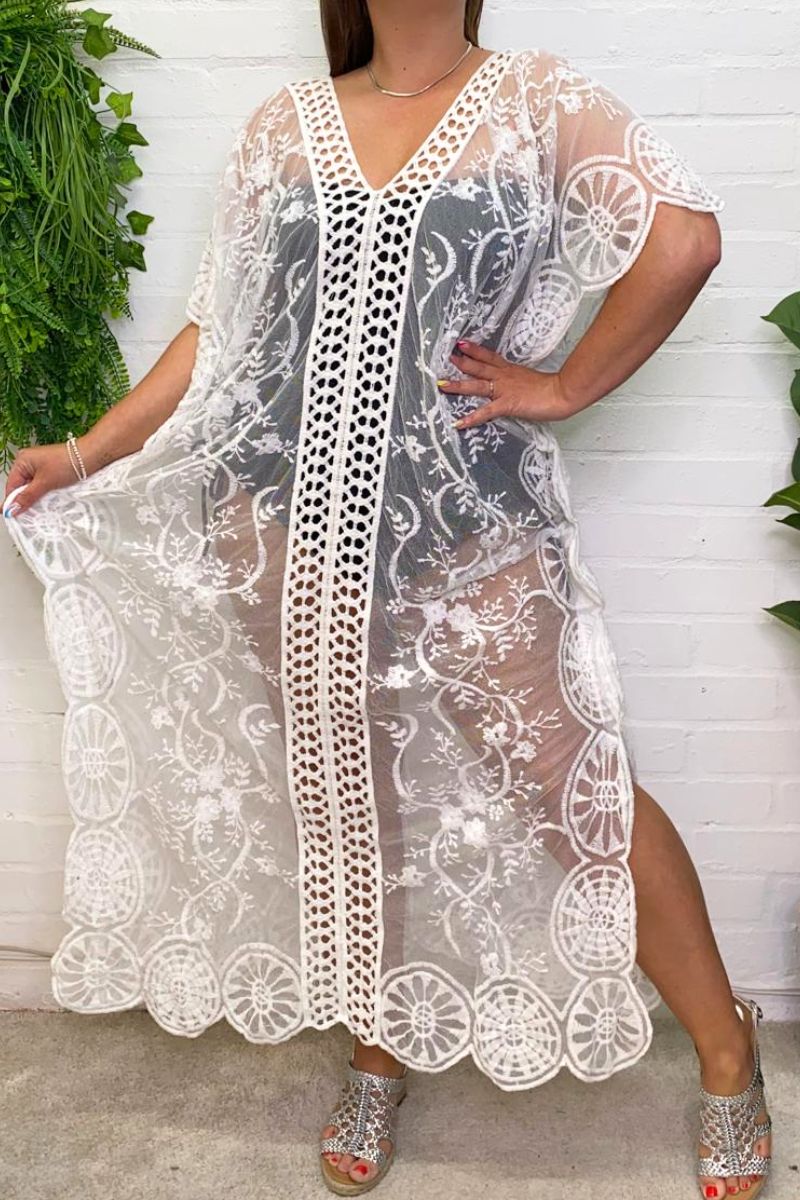 Floral Crochet Lace Kaftan