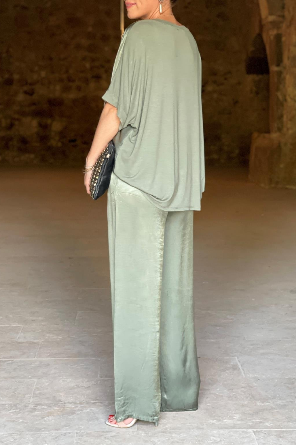 Women's Autumn Loose V-Neck Casual Tops Wide Leg Pants Fashion Suit