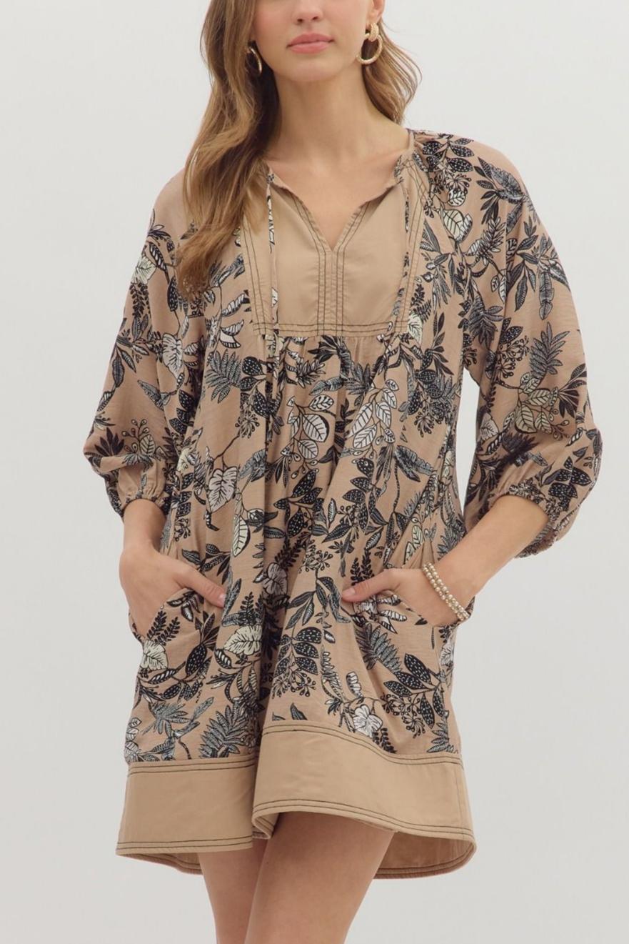 Patchwork print short dress