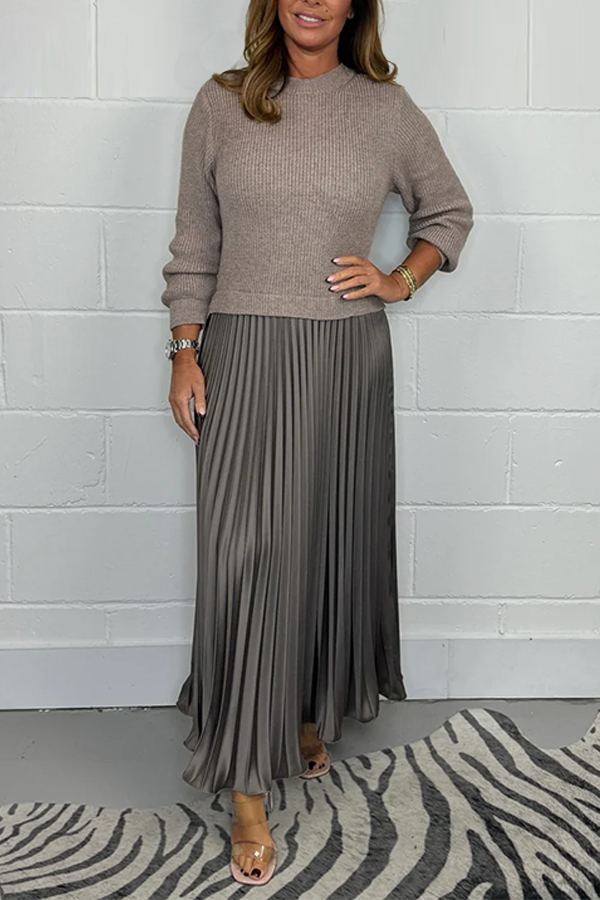 Long Sleeve Jumper & Pleated Bottom Style Dress