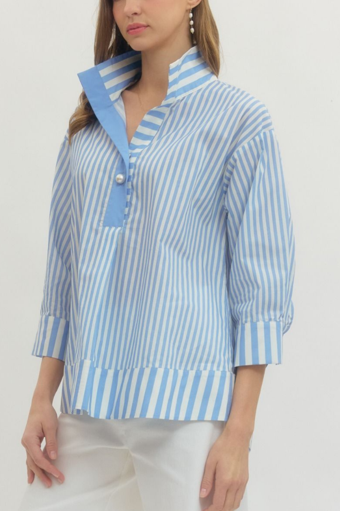 Color-blocked striped shirt