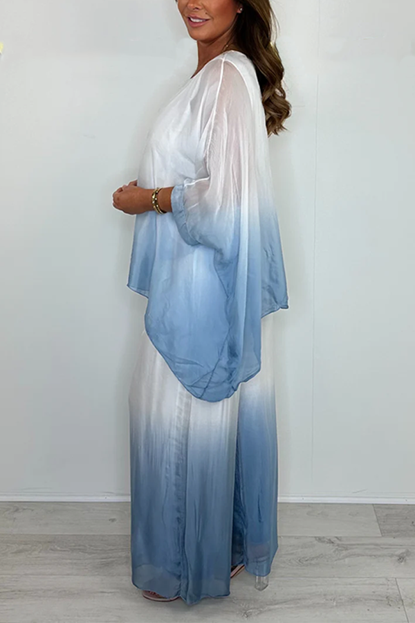 Silk Mix Dip Dye Floaty Trouser Co-ord