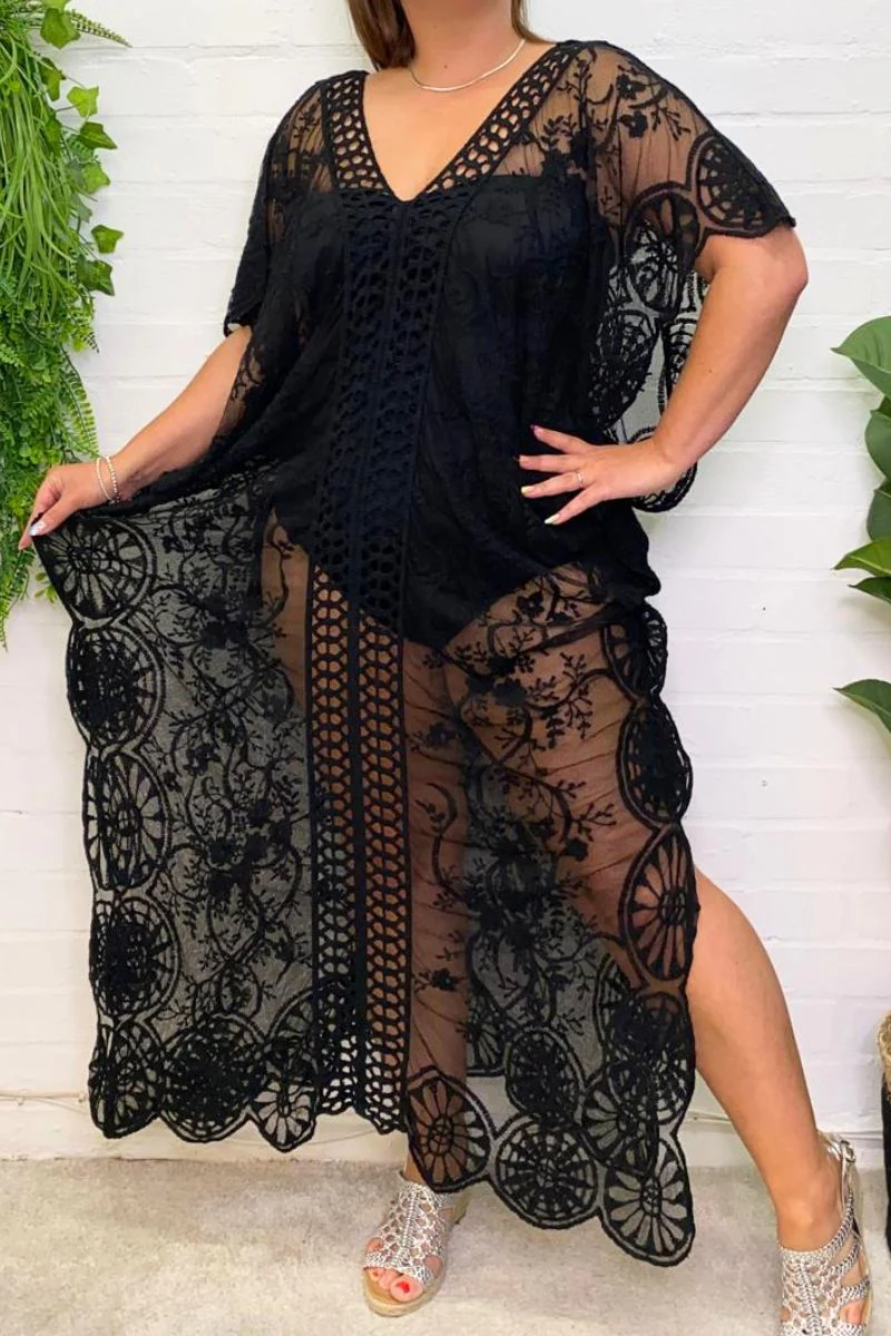 Floral Crochet Lace Kaftan