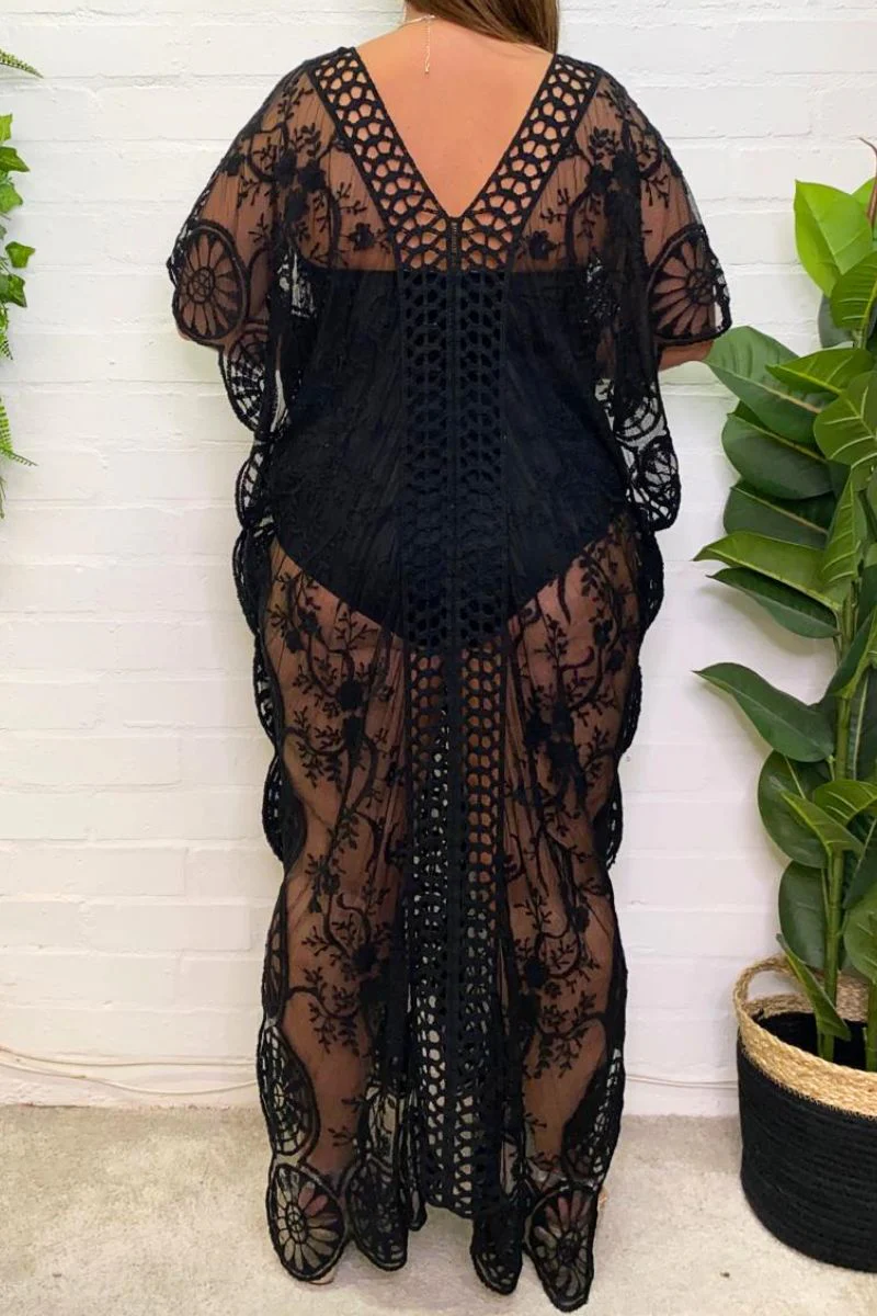 Floral Crochet Lace Kaftan