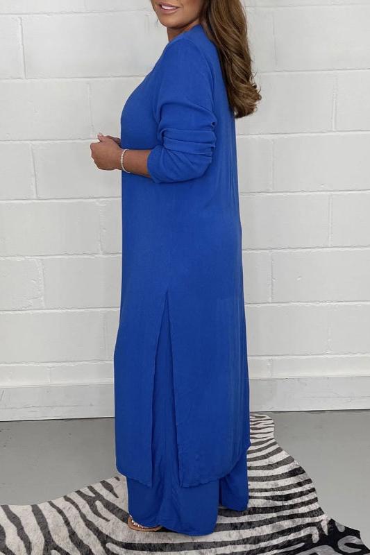 2 Pieces Casual Suit With Long Top And Trouser