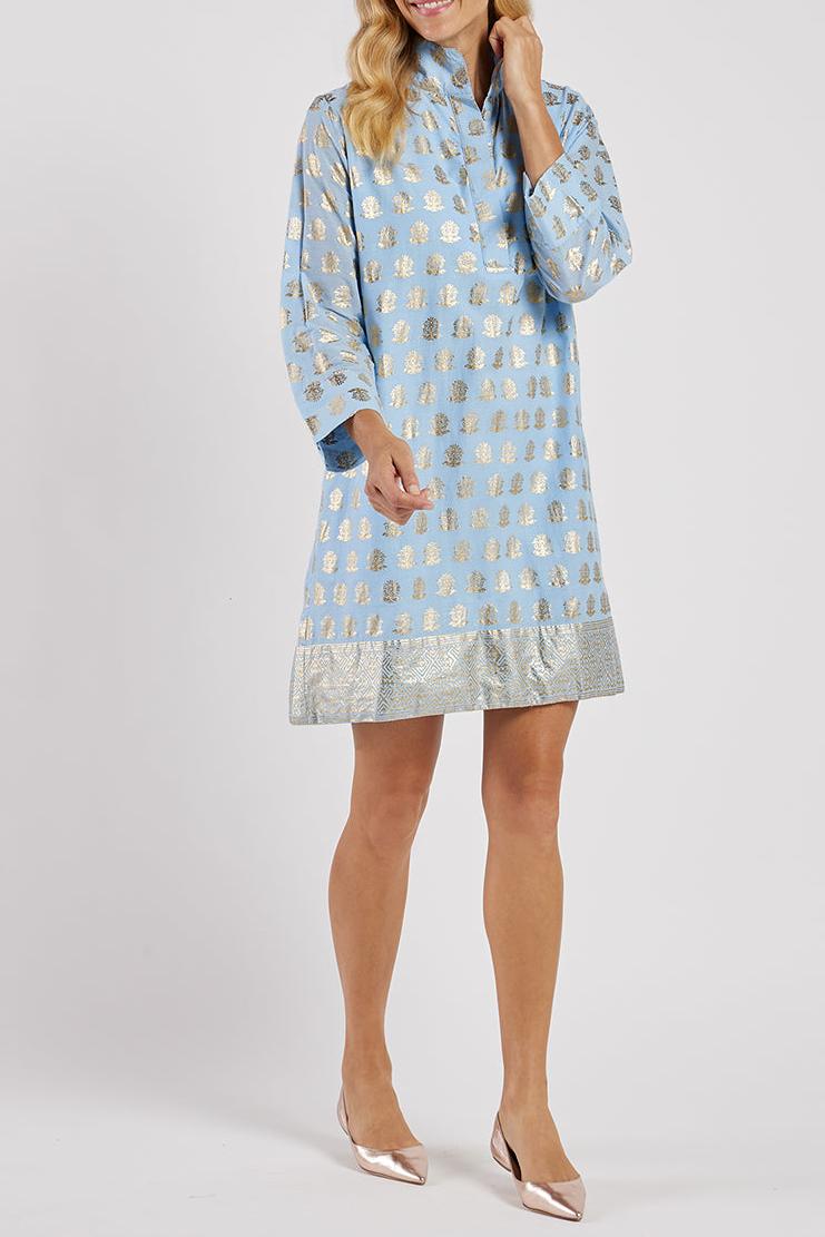 Stand Collar Tulle Long Sleeve Dress