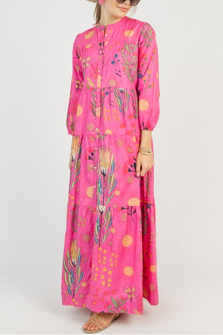The Boho Maxi, Fuchsia Floral