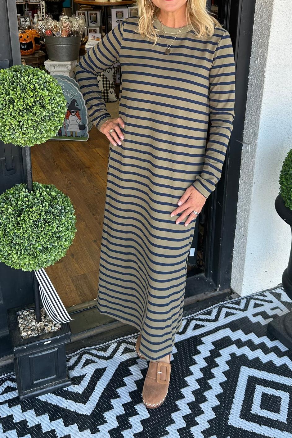 Classic Striped Elegance Dress