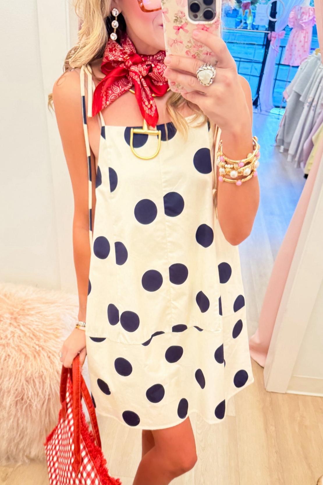 Navy Polka Dot Bow Dress
