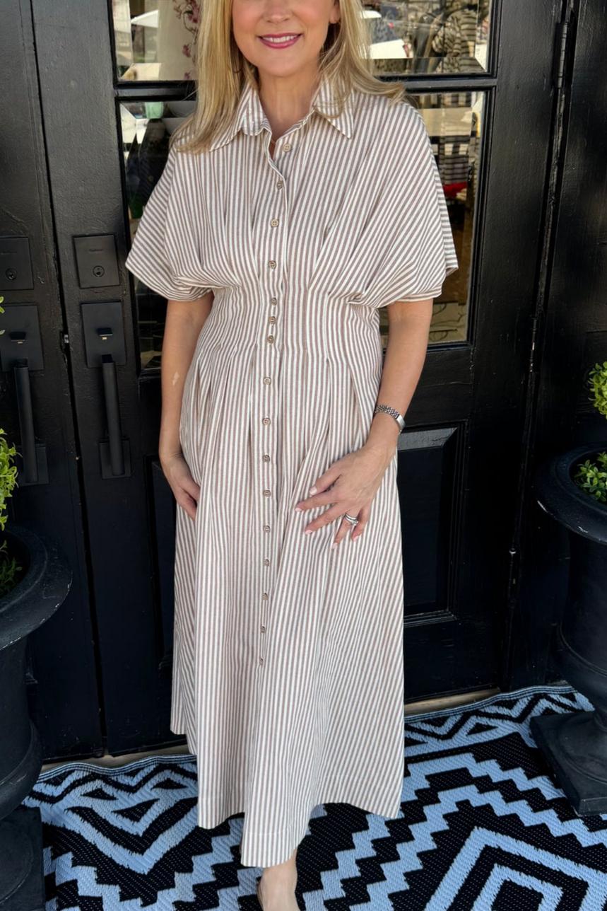 Striped fitted shirt dress