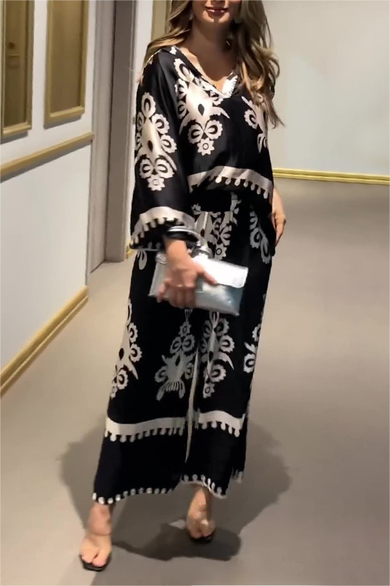 Irregular Print Long Sleeve Suit