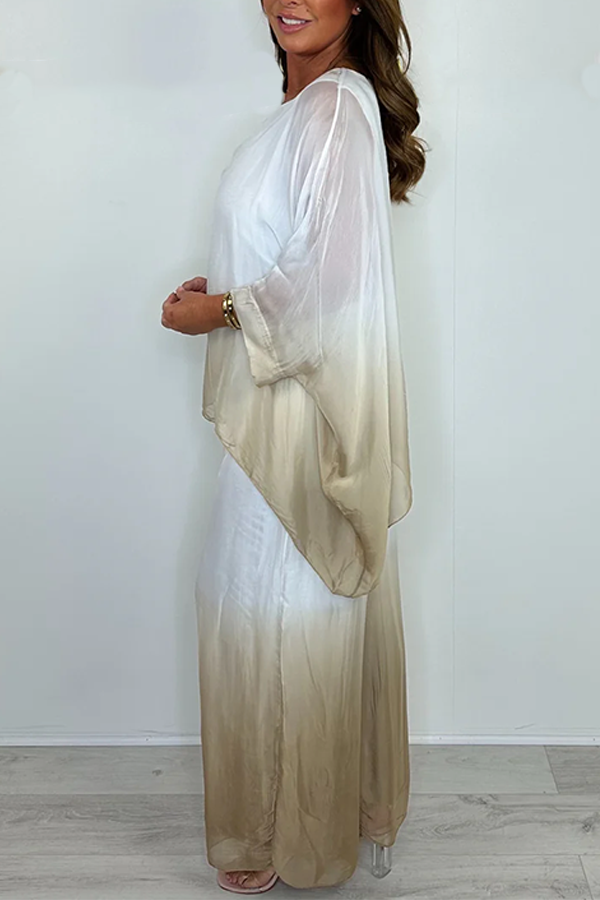 Silk Mix Dip Dye Floaty Trouser Co-ord