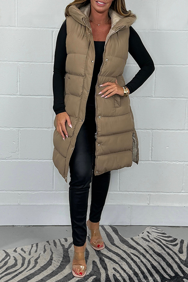 Hooded Longline Puffer Gillet Body Warmer