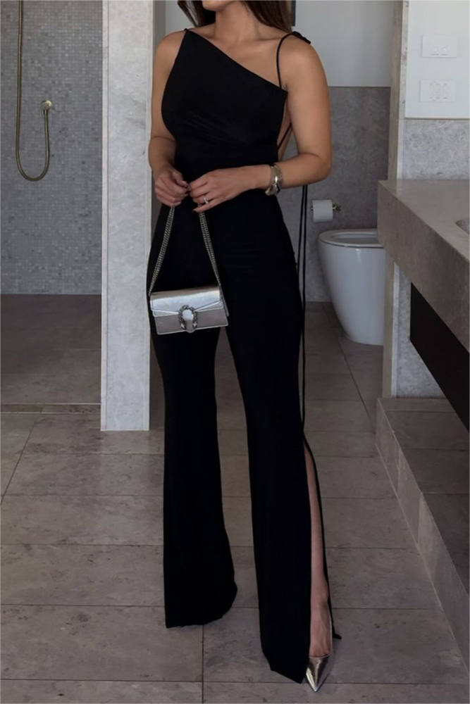 Slit Strap Solid Color Jumpsuit