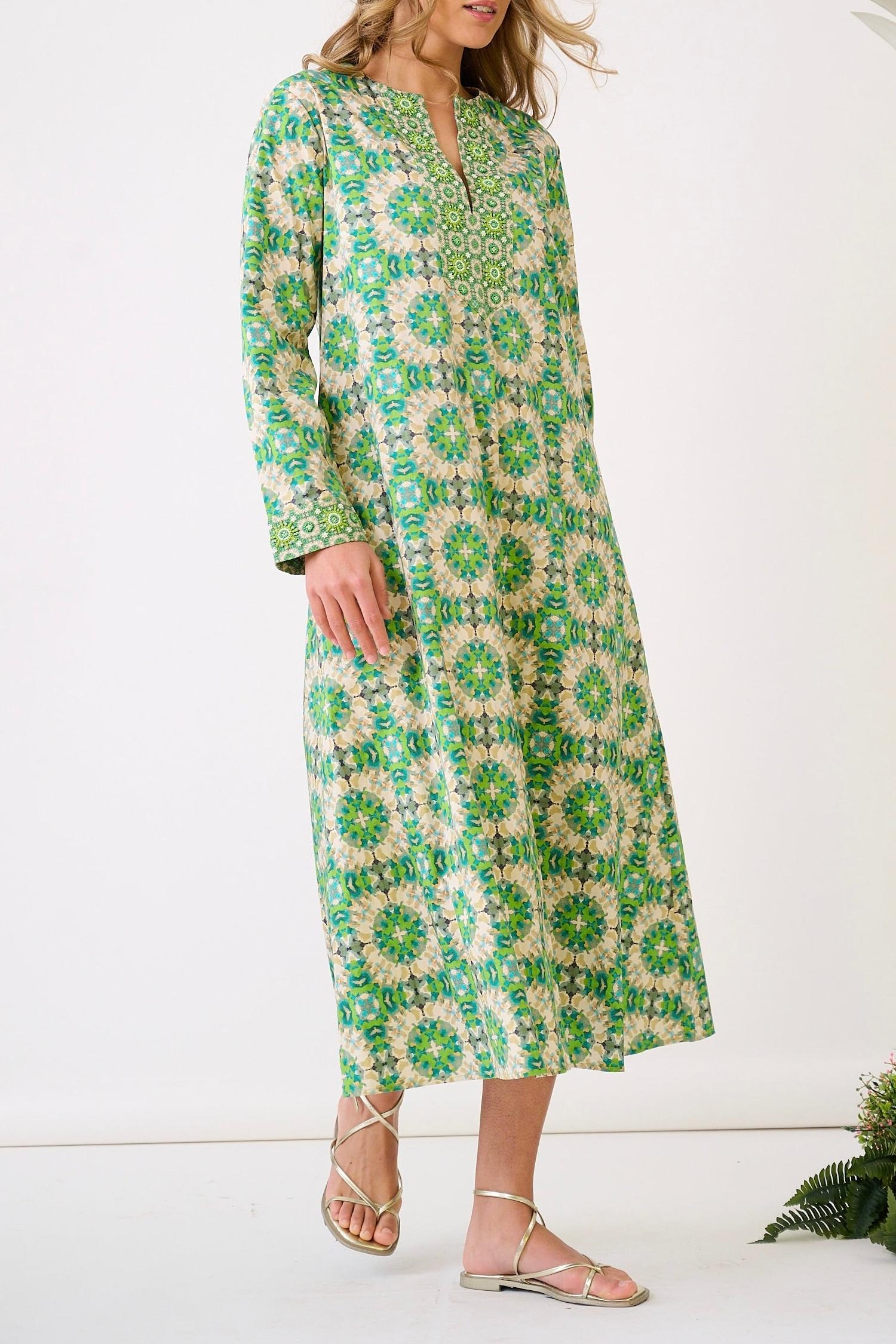 Retro Geometric Long Sleeve Dress