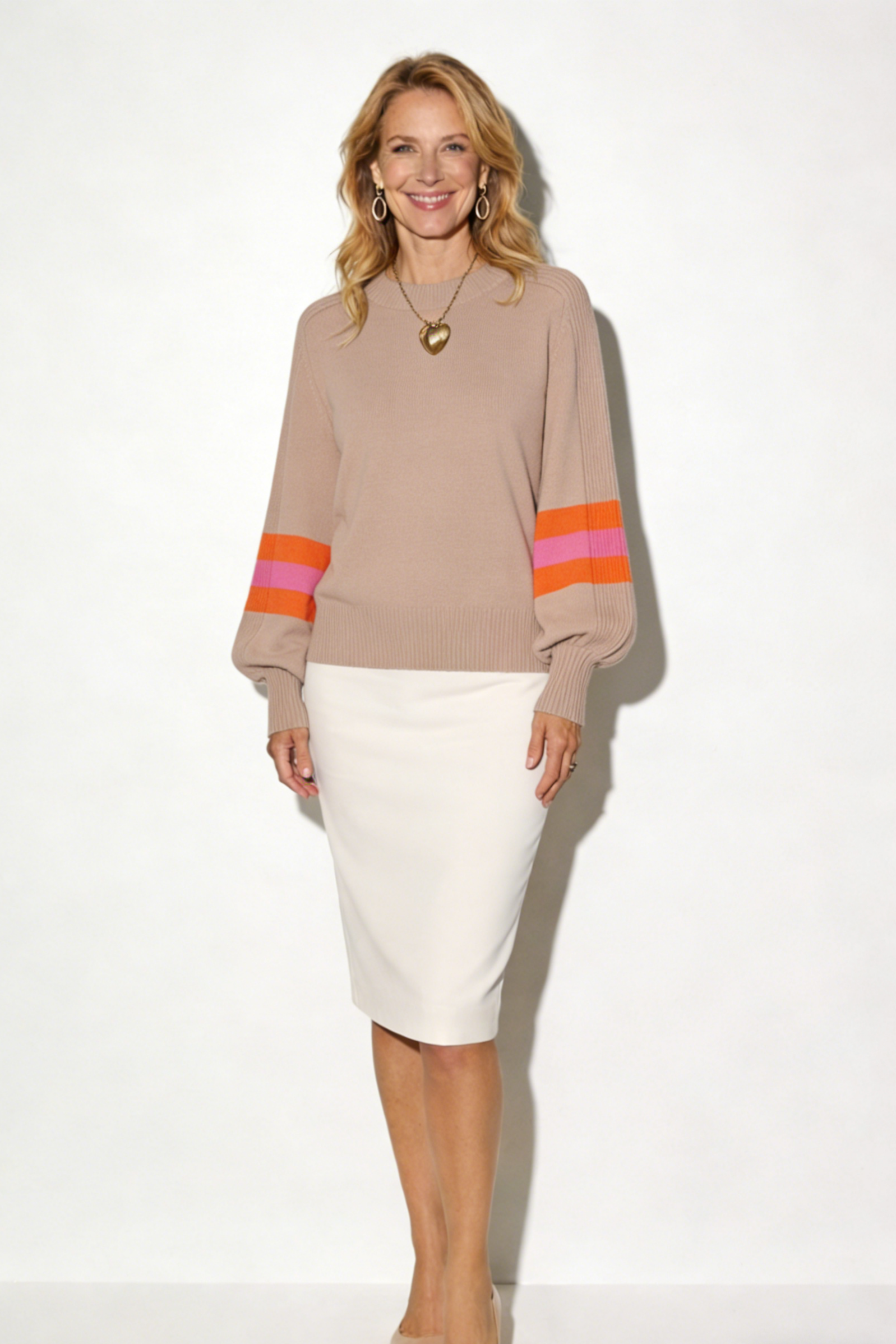 Balloon Sleeve Stripe Sweater