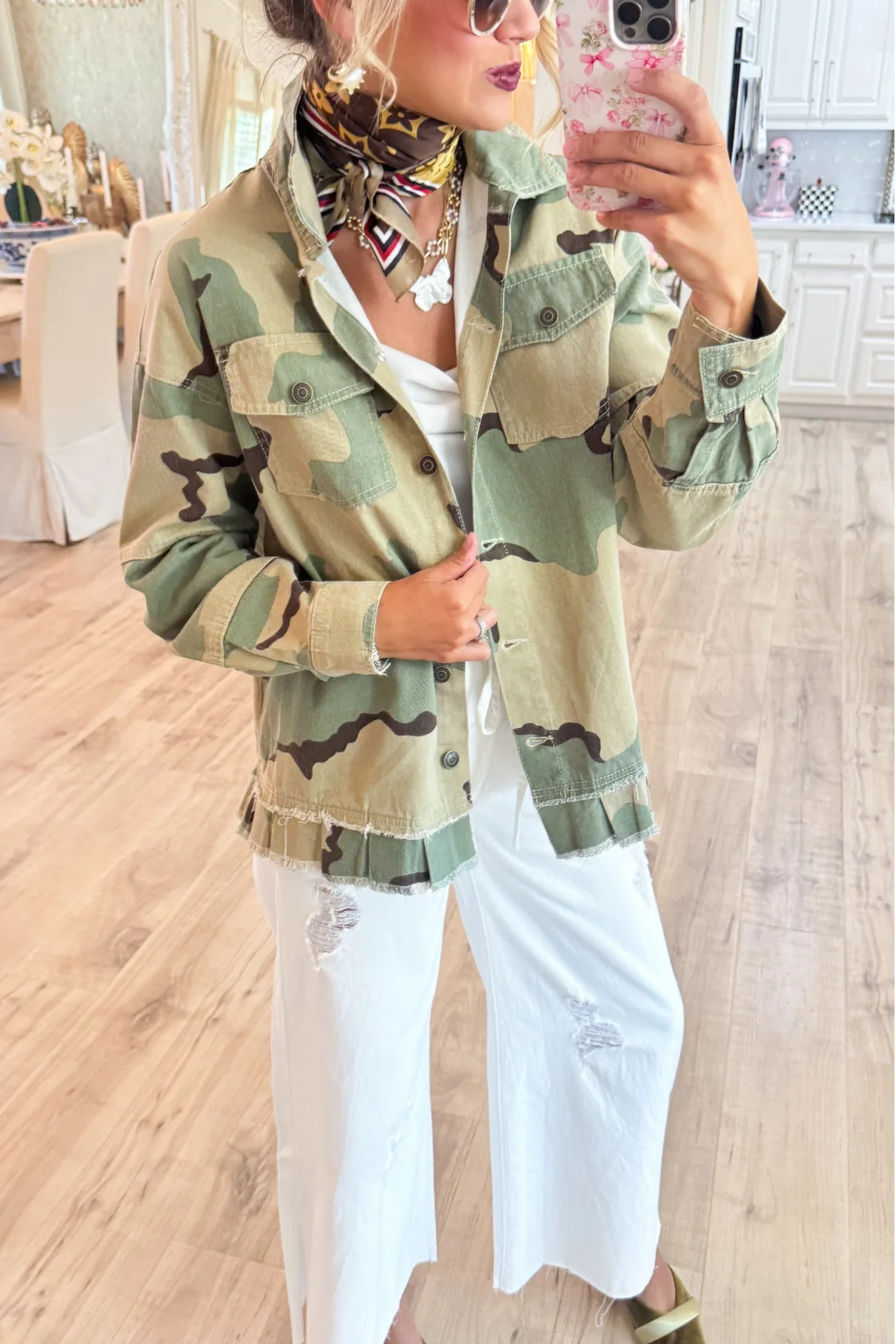 Camo Peace Patch Denim Jacket