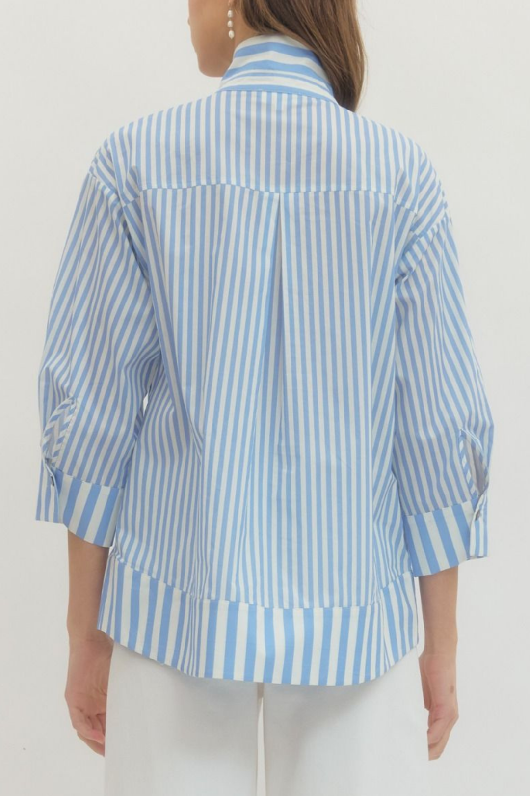 Color-blocked striped shirt