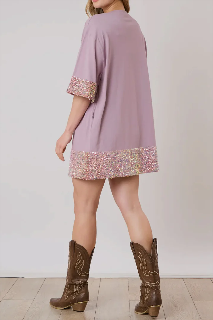 Sequin Cotton Jersey T-shirt Dress