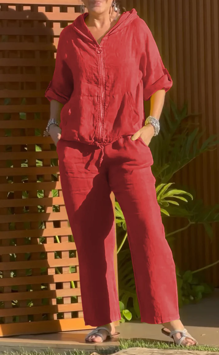 Casual Hooded Zipper Two-piece Suit