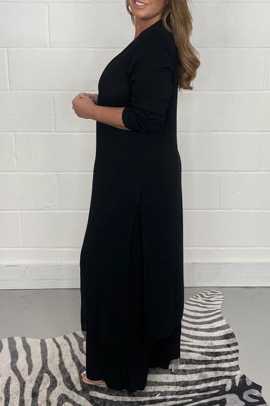 2 Pieces Casual Suit With Long Top And Trouser