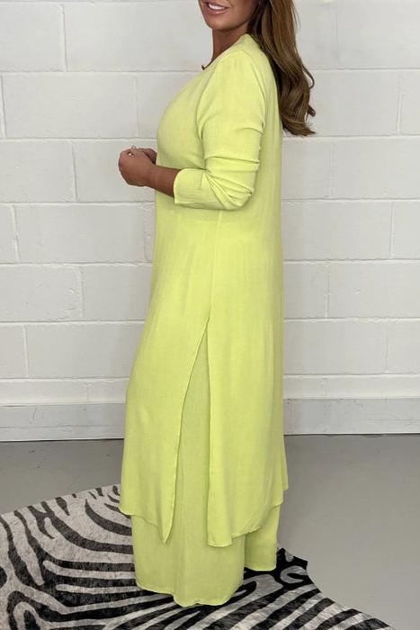 2 Pieces Casual Suit With Long Top And Trouser