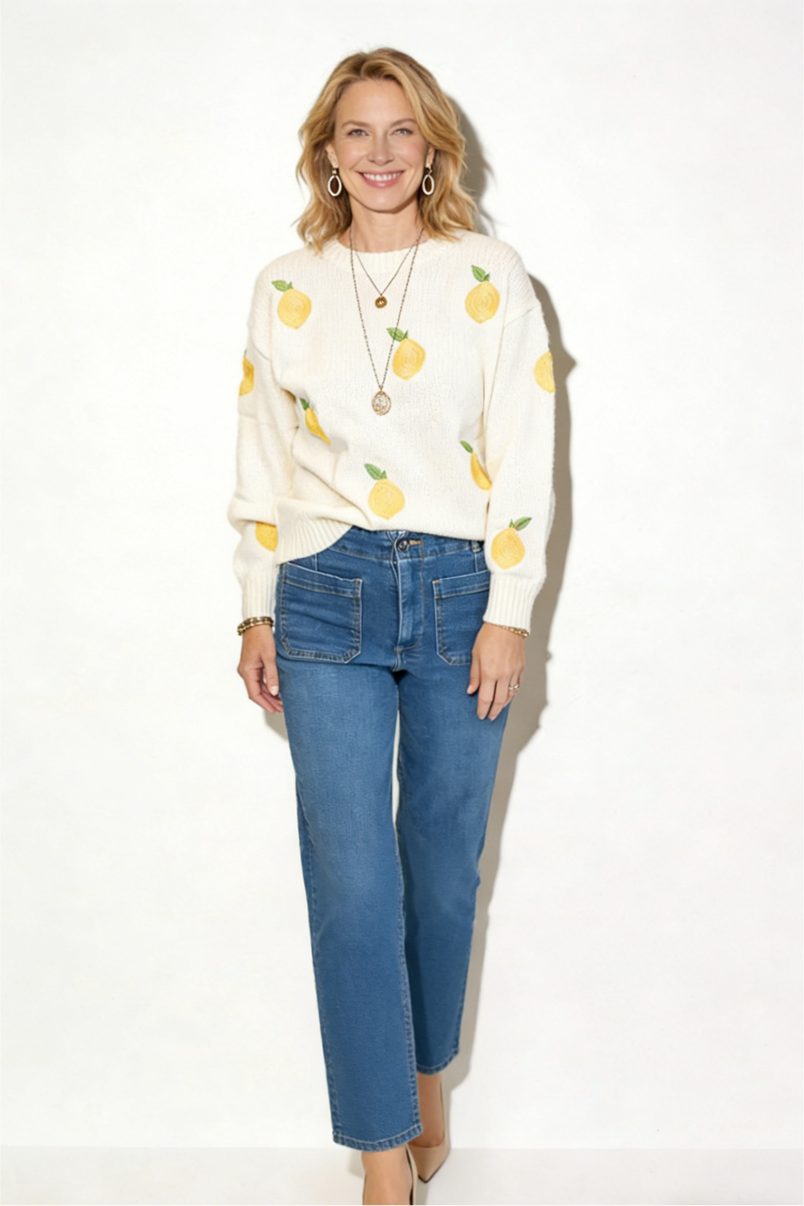 Lemon Embroidered Sweater