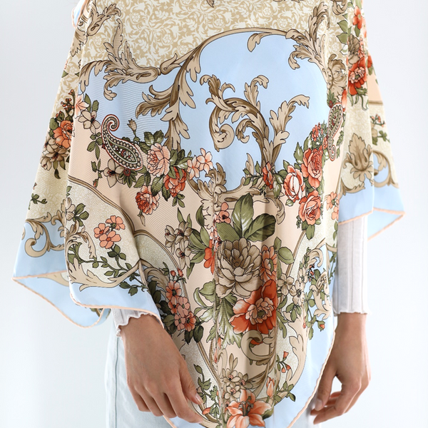 Floral Print Poncho