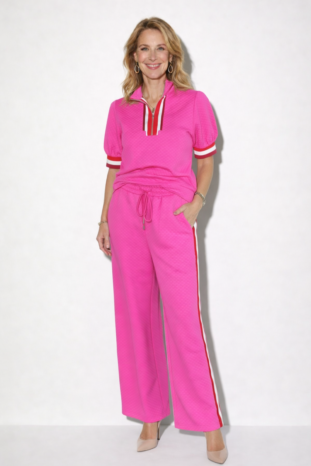 Color-blocked athletic and casual set