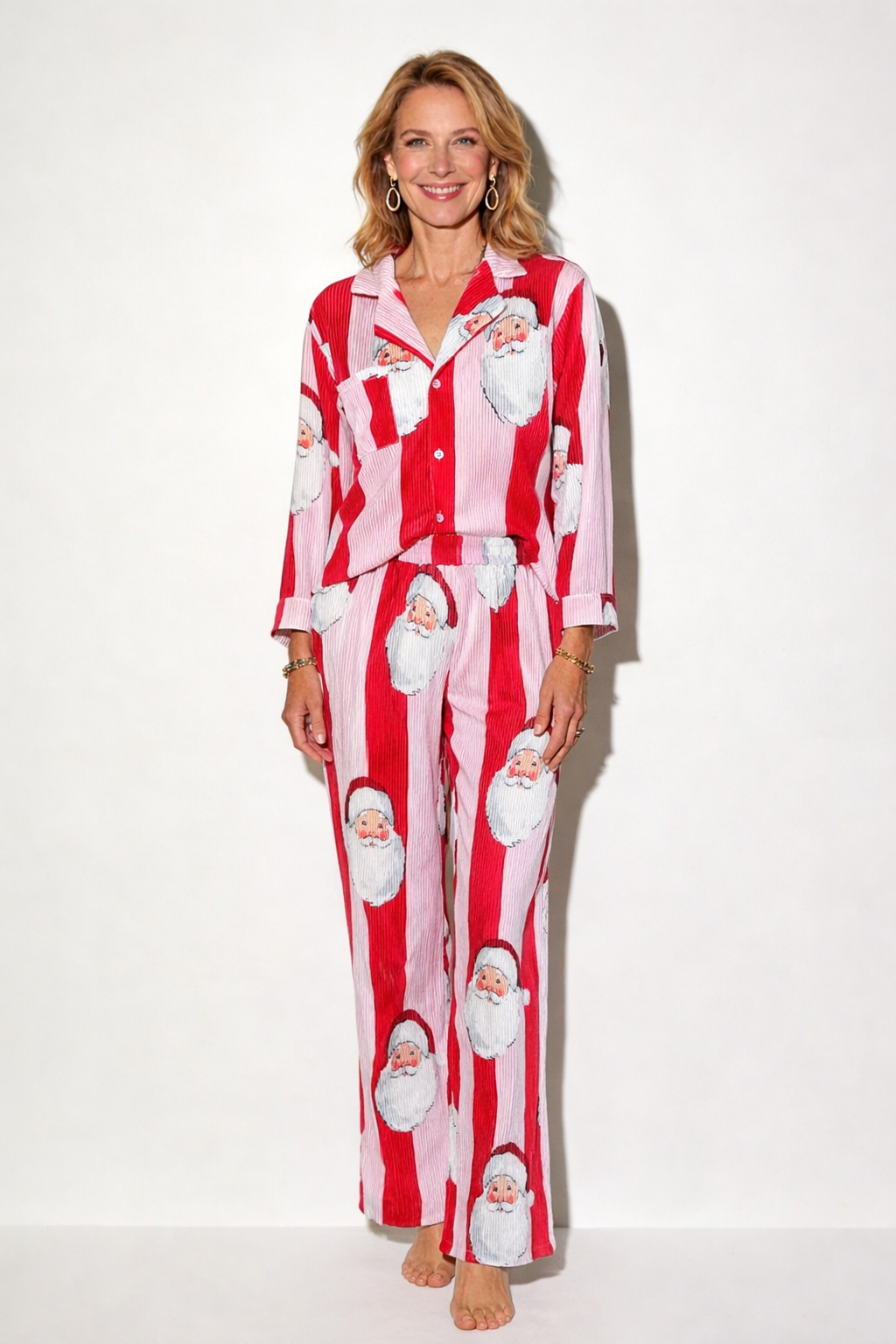 Pink and Red Santa Ribbed Set