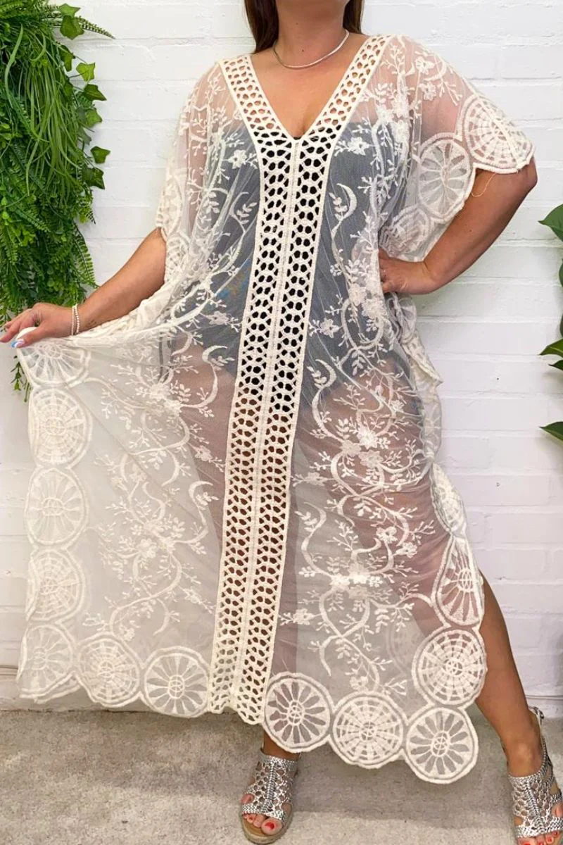 Floral Crochet Lace Kaftan