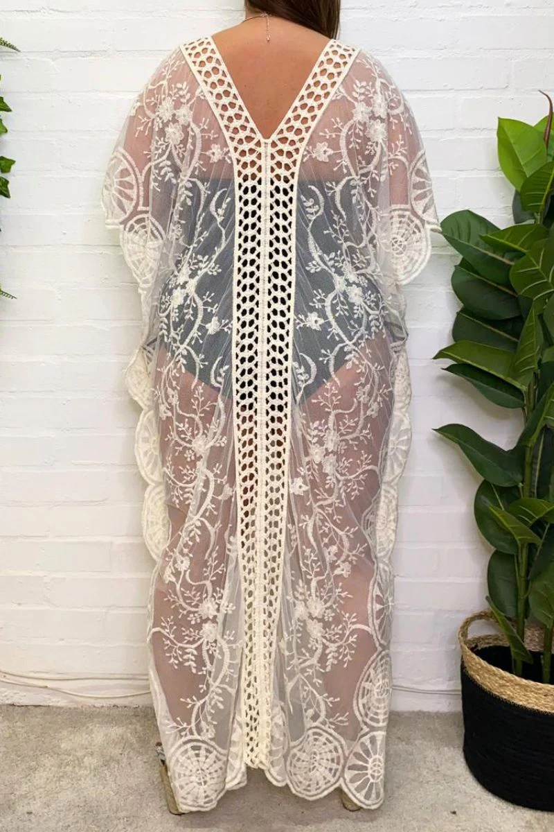 Floral Crochet Lace Kaftan