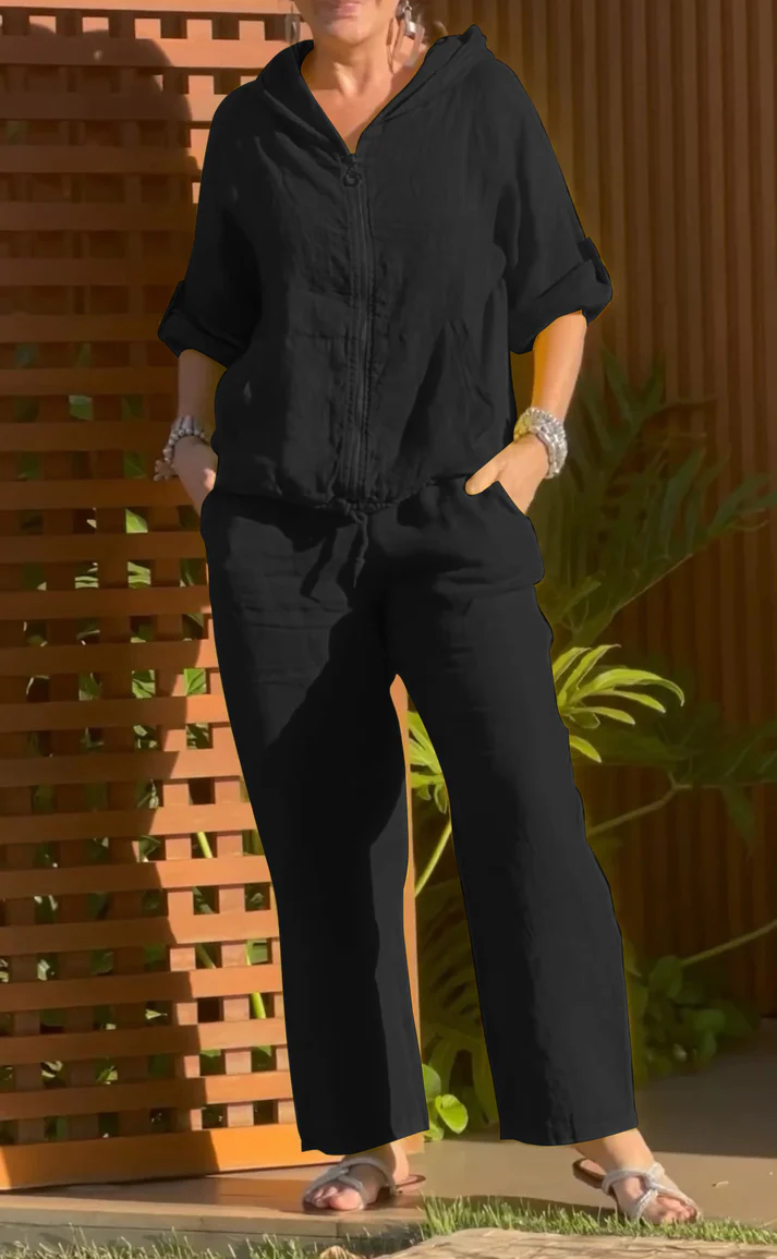 Casual Hooded Zipper Two-piece Suit