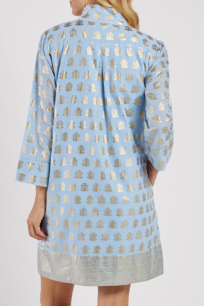 Stand Collar Tulle Long Sleeve Dress