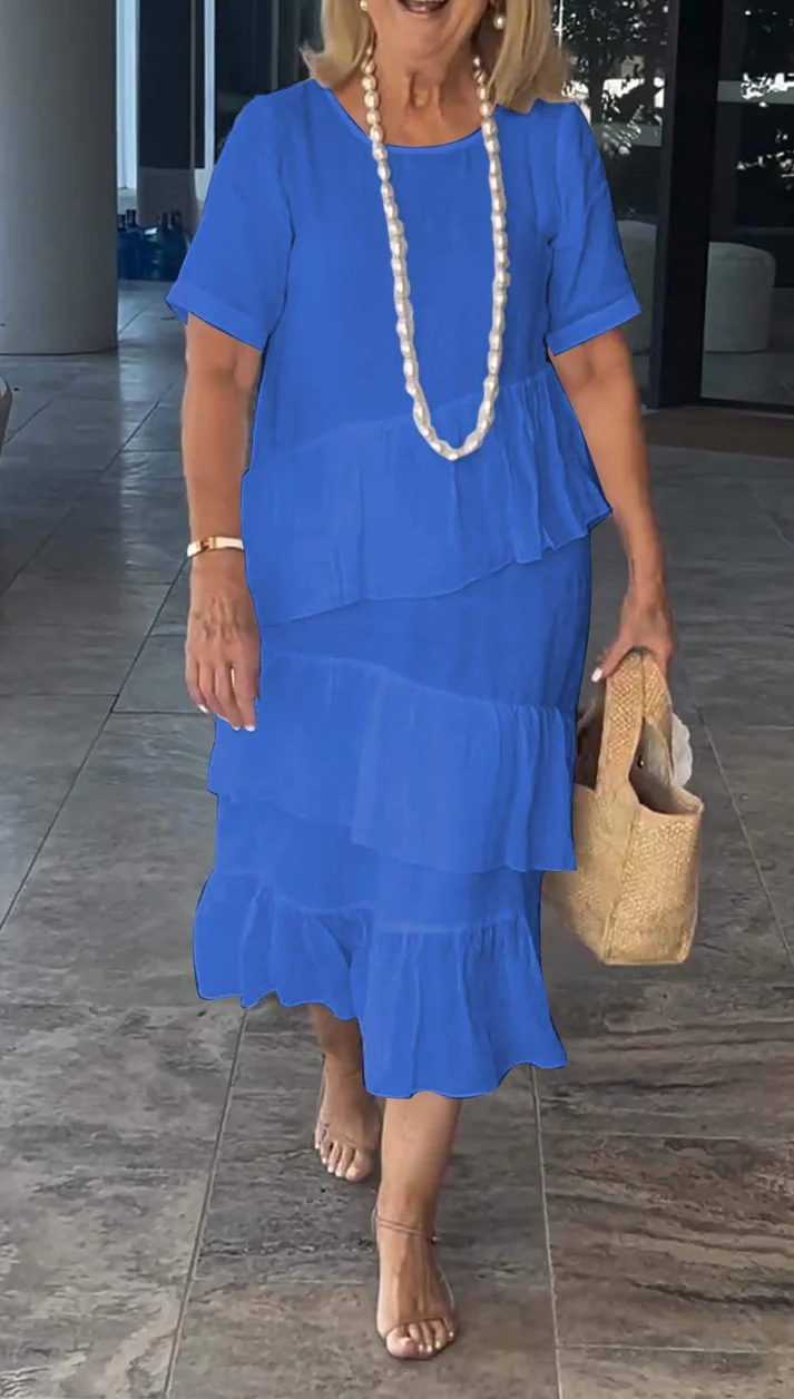 Casual Solid Color Short Sleeve Dress