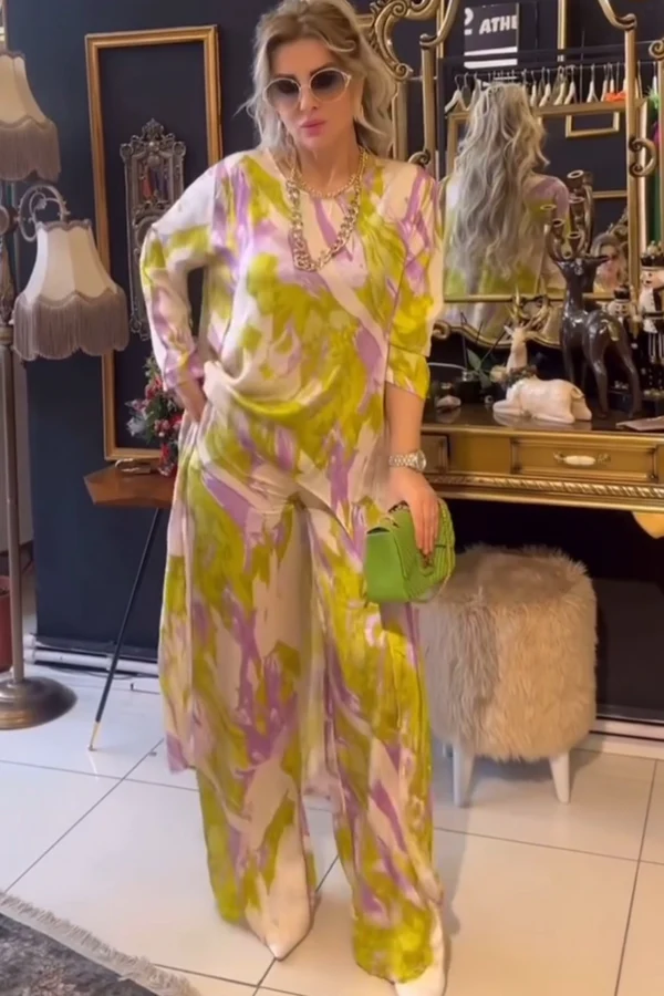 FASHION CASUAL SATIN DRESS PANTS SET