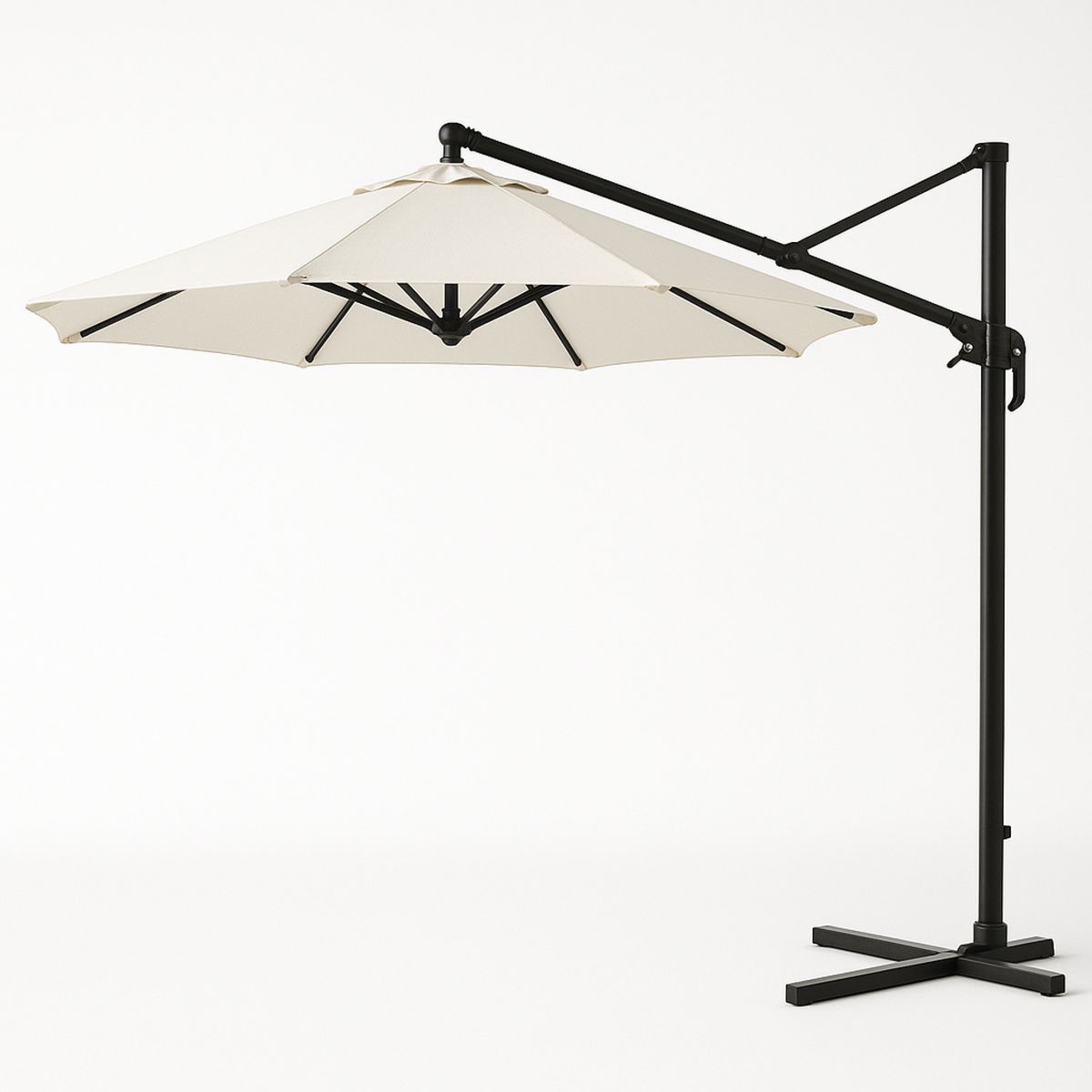 Outdoor Cantilever Umbrella Polyester Canopy Steel Frame Cream 300cm-Xaliveron