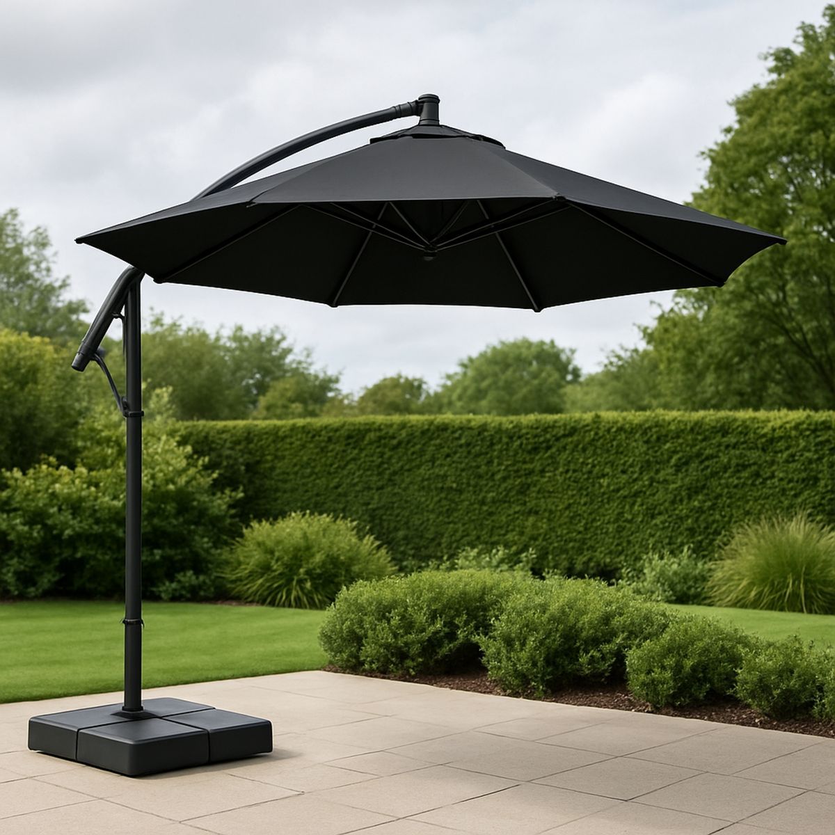 Outdoor Cantilever Umbrella with Aluminium Frame and Polyester Canopy 3m Black-Xaliveron