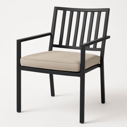 Aluminium Outdoor Armchair with Polyester Cushioned Seat Black/Beige 55cm-Xaliveron