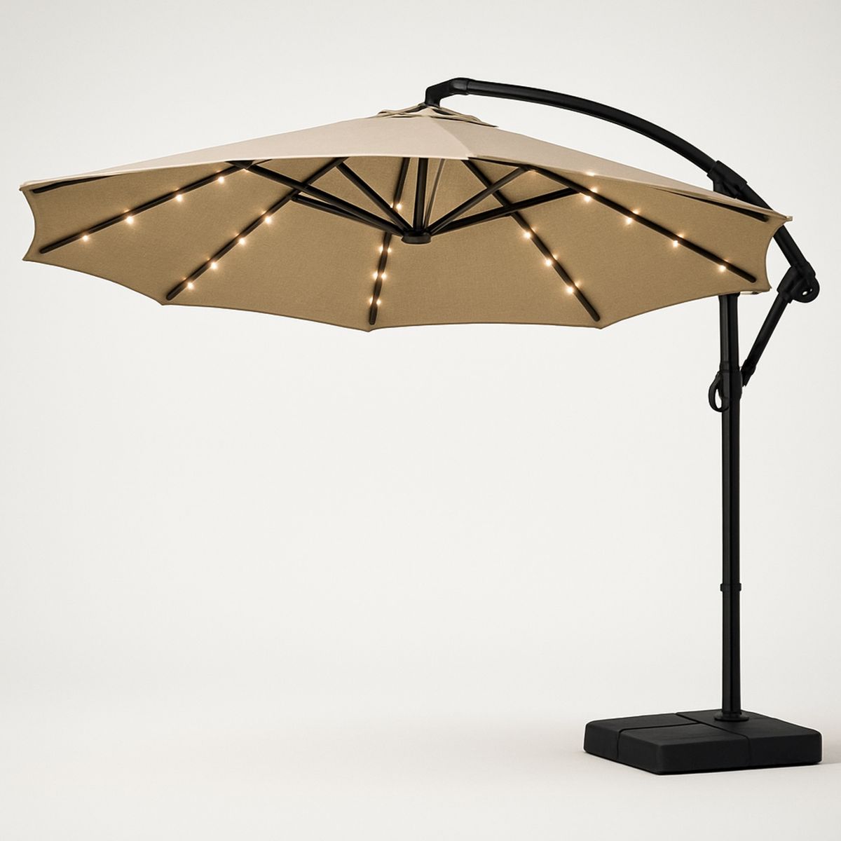 Outdoor Cantilever Umbrella with LED Lights Tan-Xaliveron