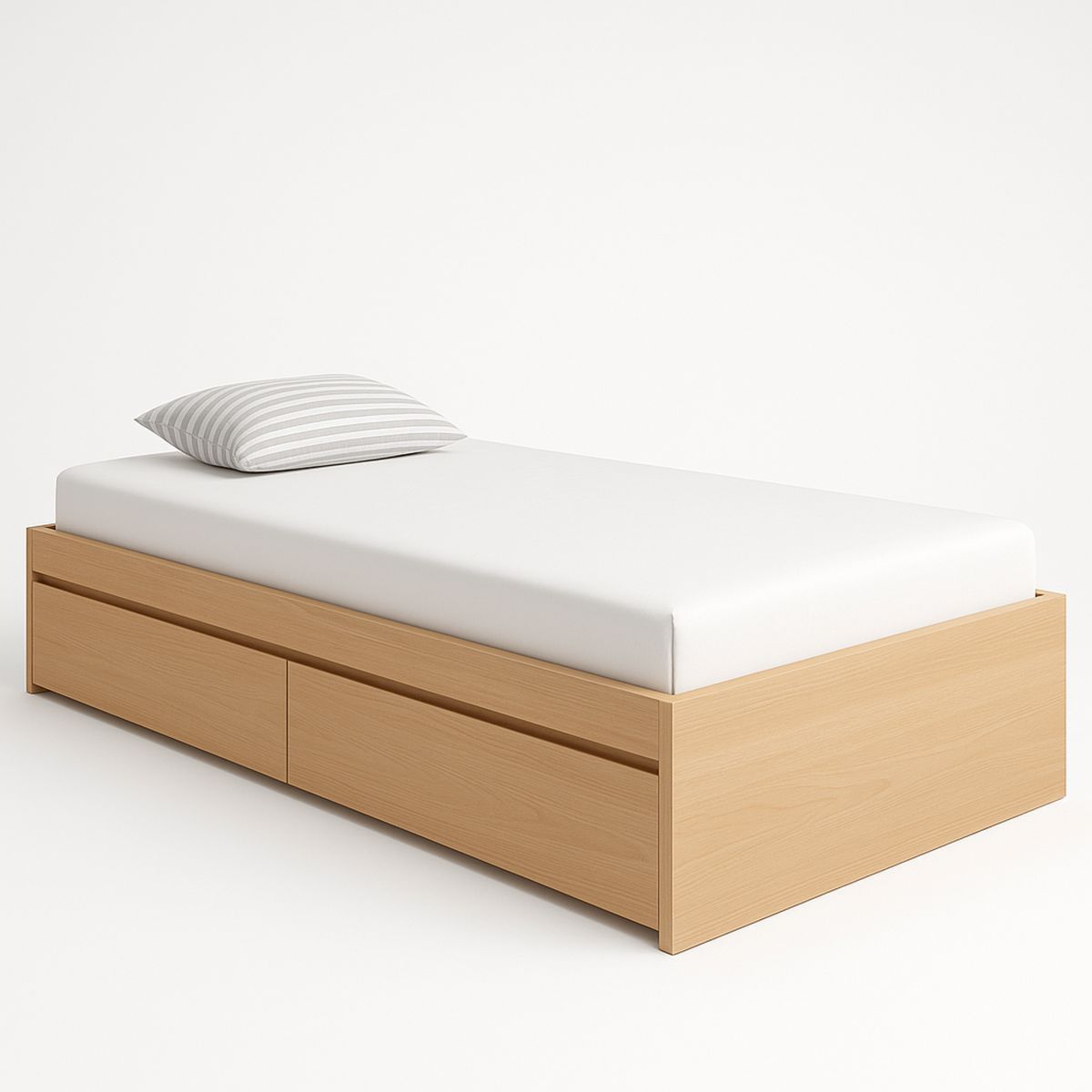 Single Bed Frame with Storage Drawers Light Wood-Zorilenta