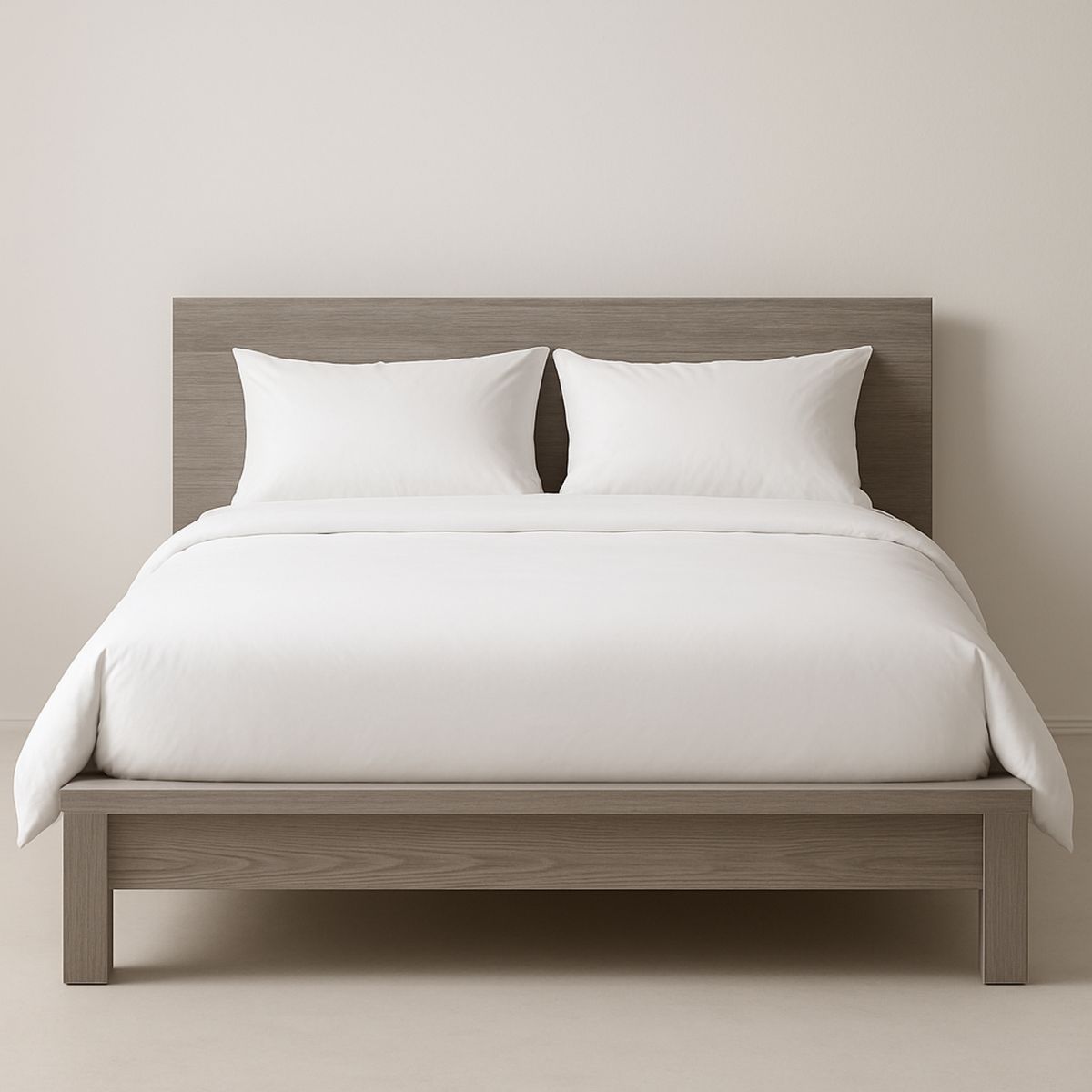 Wood Queen Bed Frame With Headboard in Light Oak-Zorilenta