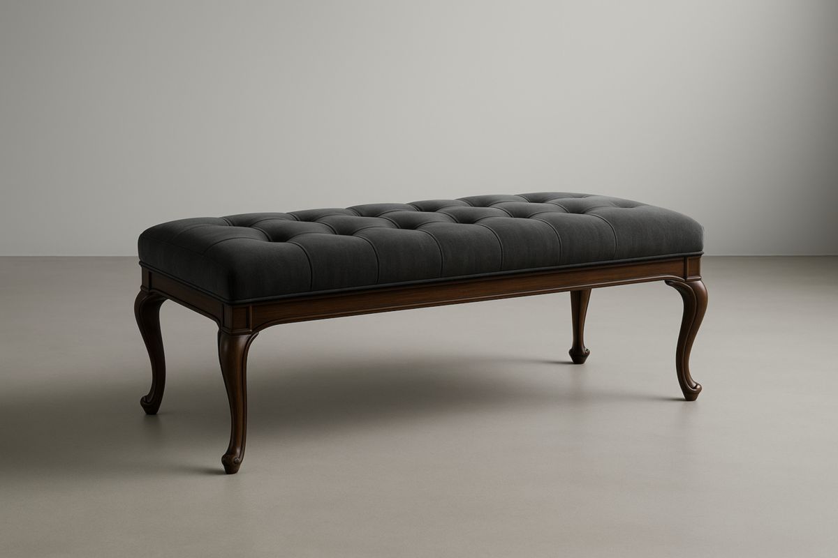 Banc en Bois et Tissu Gris 150x50x45 cm