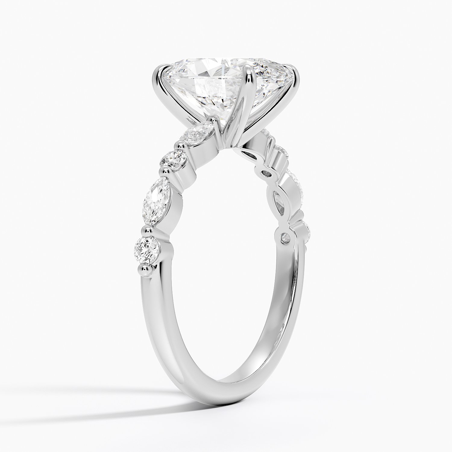 Bloom—Still Light Ring |Oval-Cut Lab-Grown Diamond | Versailles Half Coverage Pave Ring in 18K White Gold