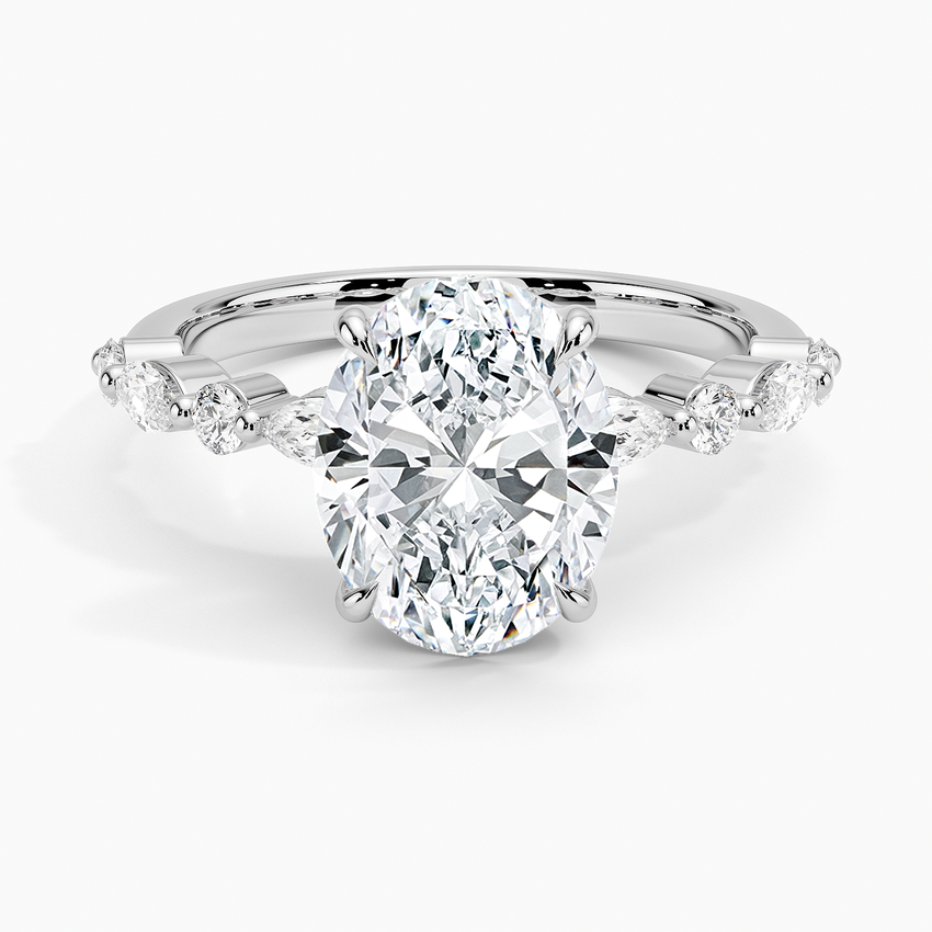 Bloom—Still Light Ring |Oval-Cut Lab-Grown Diamond | Versailles Half Coverage Pave Ring in 18K White Gold