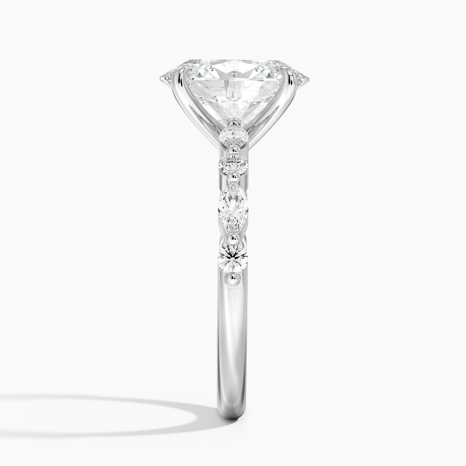 Bloom—Still Light Ring |Oval-Cut Lab-Grown Diamond | Versailles Half Coverage Pave Ring in 18K White Gold