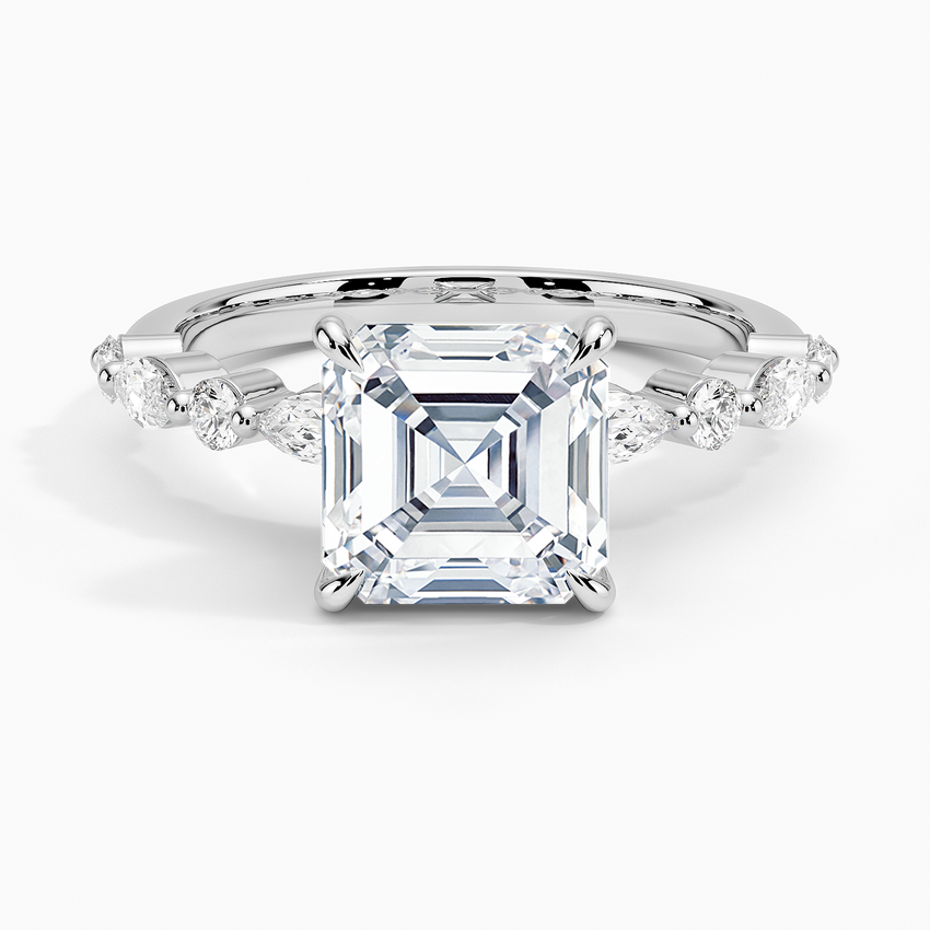 Ascend—Still Light Ring |Asscher-Cut Lab-Grown Diamond | Versailles Half Coverage Pave Ring in 18K White Gold
