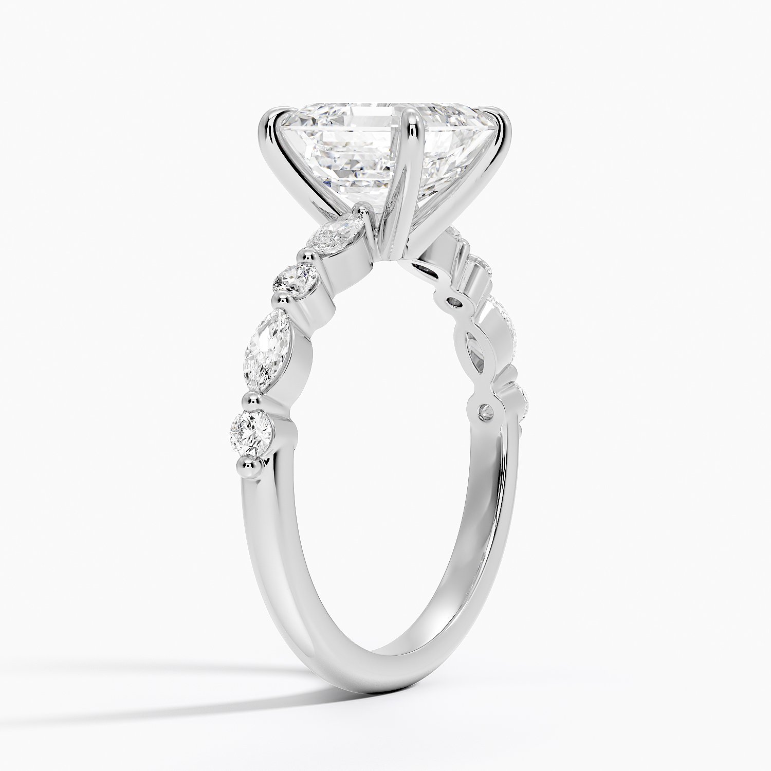 Ascend—Still Light Ring |Asscher-Cut Lab-Grown Diamond | Versailles Half Coverage Pave Ring in 18K White Gold