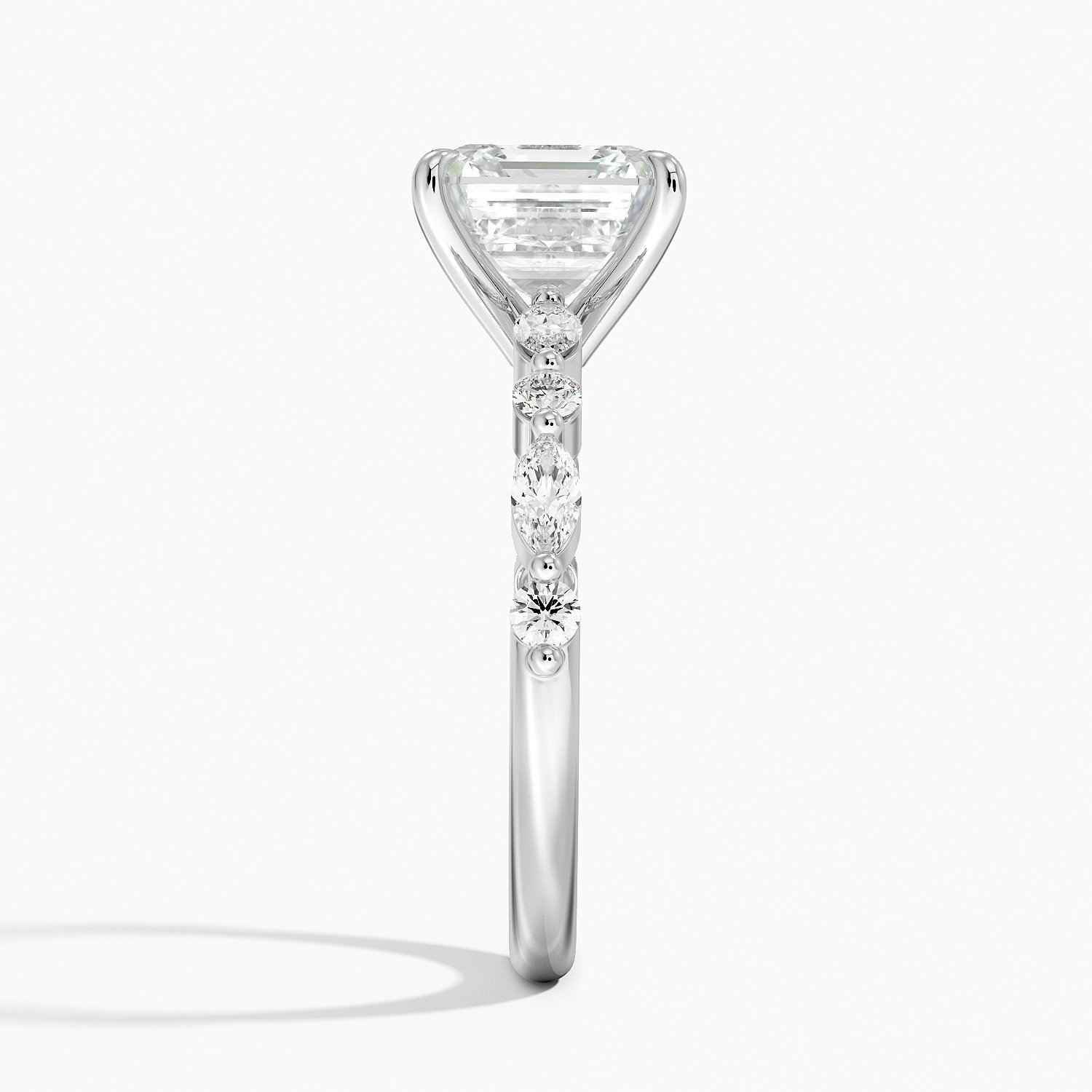 Ascend—Still Light Ring |Asscher-Cut Lab-Grown Diamond | Versailles Half Coverage Pave Ring in 18K White Gold